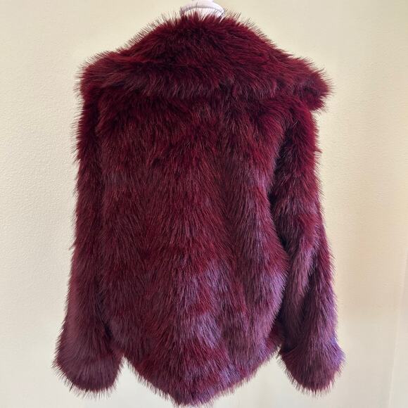 Cotton:On Women's Mimi Faux Fur Jacket Burgundy SZS/M Oversized - Picture 5 of 11